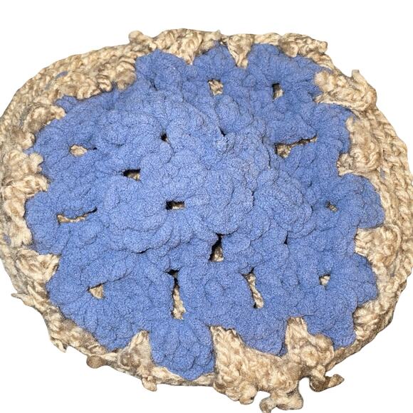 Handmade Crochet Blueberry Pie Hat Novelty Cottagecore Lattice Beret Beanie main image 8